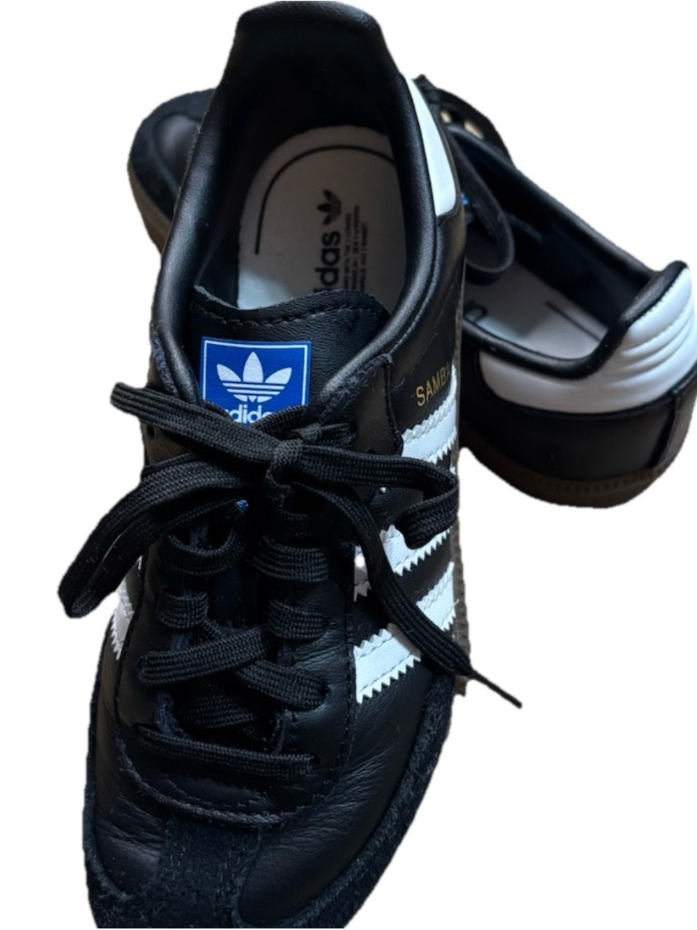 π₯ Adidas Samba Originals Kids 12.5 Black White Leather Sneakers Soccer Shoes π€ - Picture 9 of 11